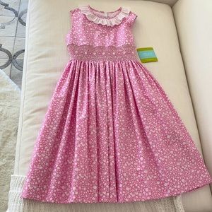 NEW Holiday Smocked floral dress-Velani Classics- Handmade Heirloom smoked Dress